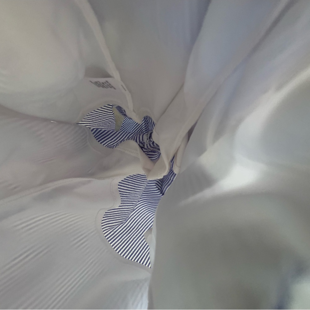 Purple Snow Striped Blue White Jumpsuit with Cropped Ruffle Hem - Size Medium - Picture 13 of 13